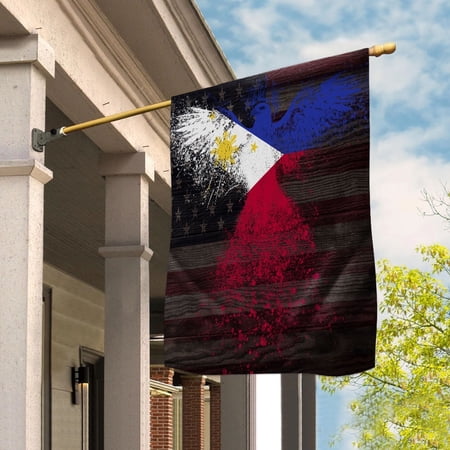 American Flag- Philippine Flag Philippines US Friendship Forever July 4 Decoration House Flag, Double-Sided Decorative Outdoor Flag, Patriotic Polyester Yard Flag 29.5 x 39.5 in