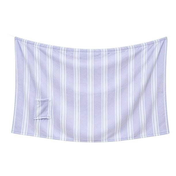 Yhmxh Decoración del baño Toalla de baño de forro polar coral a rayas de talla grande, suave y absorbente, para mujer, para spa, ducha, bata de baño grande y ancha, se adapta a entre 50 y 90 kg.