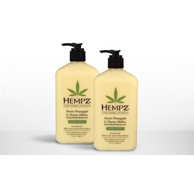 hempz sweet pineapple and honey melon herbal body moisturizer, 17 ounce