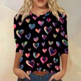 thumbnail image 2 of Garbnen Valentine's Day Shirts for Women 3/4 Sleeve Tops for Women Love Heart Graphic Crew Neck Dressy Blouses for Women, 2 of 5