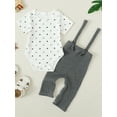 thumbnail image 6 of CARETOO Newborn Baby Boy Clothes 2Pcs Cotton Fabric Infant Bodysuit Casual Outfits Bib Overall Pants, 6 of 13