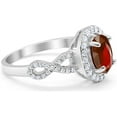 thumbnail image 2 of Divine Creation 14K White Gold Plated 1.80 Ct Oval Cut Red Garnet Wedding Engagement Halo Ring 925 Sterling Silver For Women's -4.5, 2 of 3