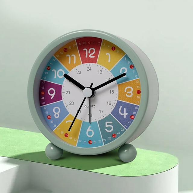 EGNMCR Réveil Horloge Murale Réveil pour Enfants, Réveil Analogique, Sans Tic-Tac, Réveil d'Apprentissage, Réveil à Quartz pour Enfants Réveil