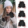 thumbnail image 3 of Guardurnaity 3 pares de guantes de invierno artesanales exquisitos guantes de medio dedo duraderos y no tóxicos para mujer guantes y mitones Negro*3, 3 of 6
