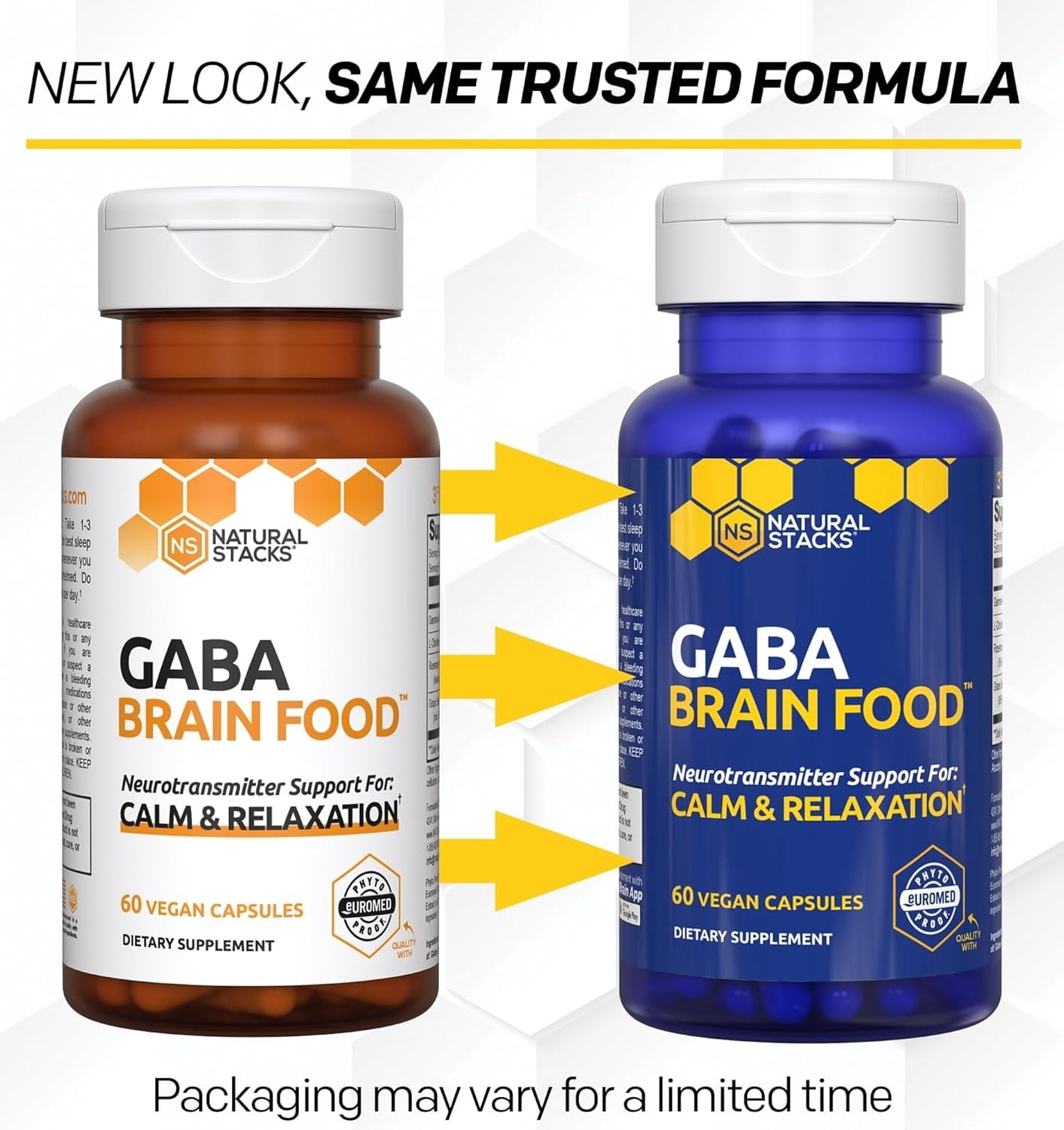 Natural Stacks Gamma-Aminobutyric Acid GABA Supplement 60 ct. - Deep Relaxation and Calm - Night Time Sleep Aid - Brain Food Formula Promotes GABA (Gamma-Aminobutyric Acid)