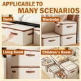 thumbnail image 3 of 3 Packs Closet Storage Bins with Zipper Lid, Cotton Linen Fabric Storage Bins, Foldable Shelves Clothes Storage Cubes with Handles for Wardrobe (Beige, 25L), 3 of 6