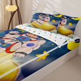 thumbnail image 3 of Erosebridal Cartoon Astronaut Pattern Zipper Twin Comforter Sets with Fitted Sheet and 2 Pillowcases,Star Moon Print Zipper Bedding Set,Blue Golden Teal,Reversible, 3 of 6