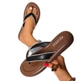 thumbnail image 5 of Women's Pearl Decor Thong Flip Flops Solid Color Round Open Toe Flat Sandals Soft Cushioned Sole Lightweight Non Slip Summer Beach Casual Outdoor Slides, 5 of 10