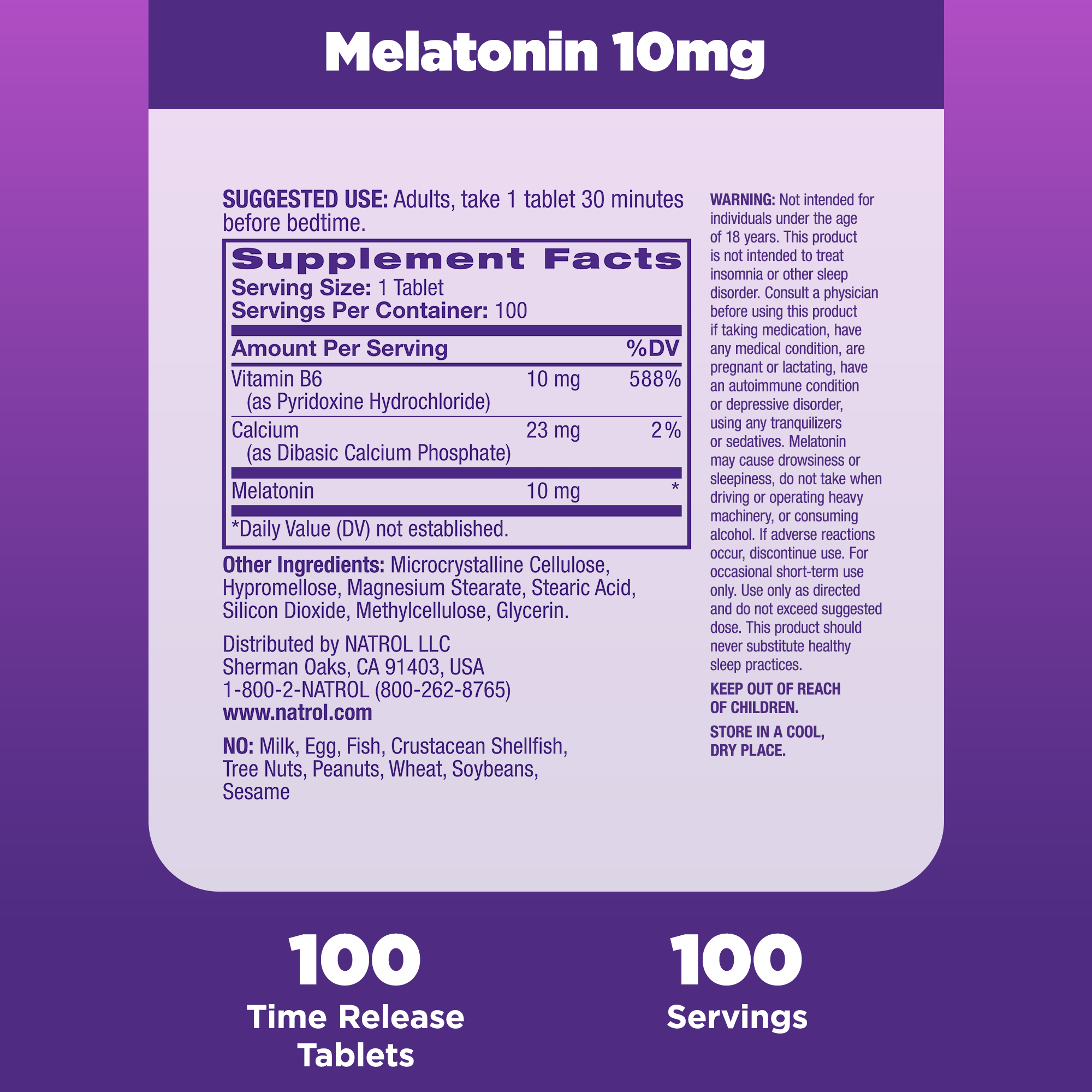 Natrol® Advanced Sleep Melatonin 10mg, Dietary Supplement for Restful Sleep, Time Release Melatonin Tablets, 100 Time-Release Tablets, 100 Day Supply - image 4 of 8