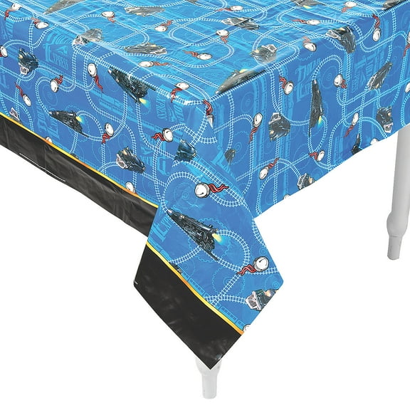 54" x 108" The Polar Express Rectangle Disposable Plastic Tablecloth