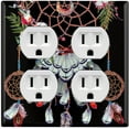 thumbnail image 1 of Metal Light Switch Plate Cover Beaded Feather Dreamcatcher Black DRM007, 1 of 13