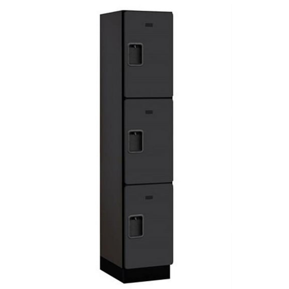Salsbury 23168BLK Extra Wide Designer Wood Locker Triple Tier - 1 Wide - 6 Feet High - 18 Inches Deep - Black - Each