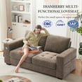 thumbnail image 3 of BedLuxury 70" Loveseat, 2-Seats Sofa with USB/Type-C Charging, Storage Pocket & Wide Armrest, Removable Cover, Living Room, Chenille Brown, 3 of 9