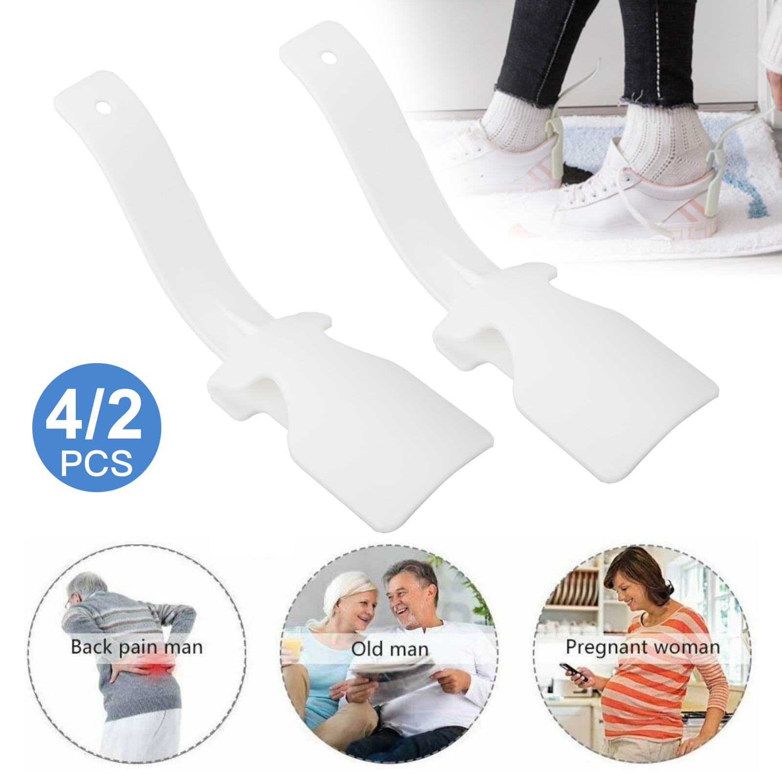 2020 New Shoe Lifting Helper Easy on Easy Off Disabled Lazy Shoe Helper Portable Travel Handled Shoehorn Pregnancy Perfect Plastic Shoe Horn/Slider for Elderly Fits for All Shoes 