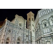 Architectural detail of a cathedral at night, Duomo Santa Maria Del Fiore, Florence, Tuscany, Italy Poster Print by Panoramic Images (36 x 24)
