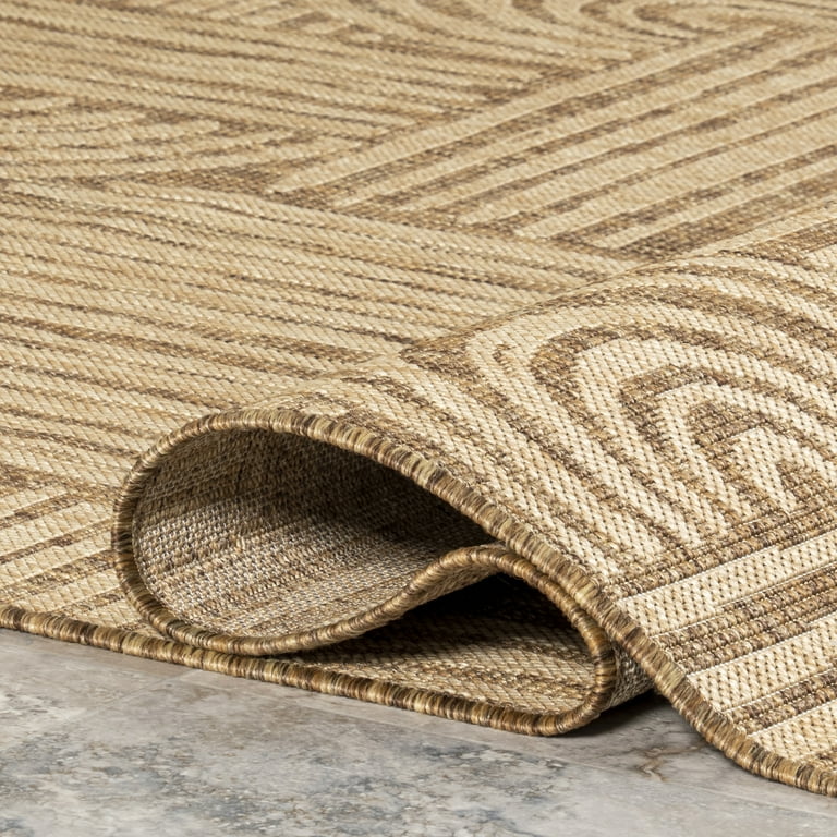 4' x 5' Brown Abstract Indoor Outdoor Area Rug