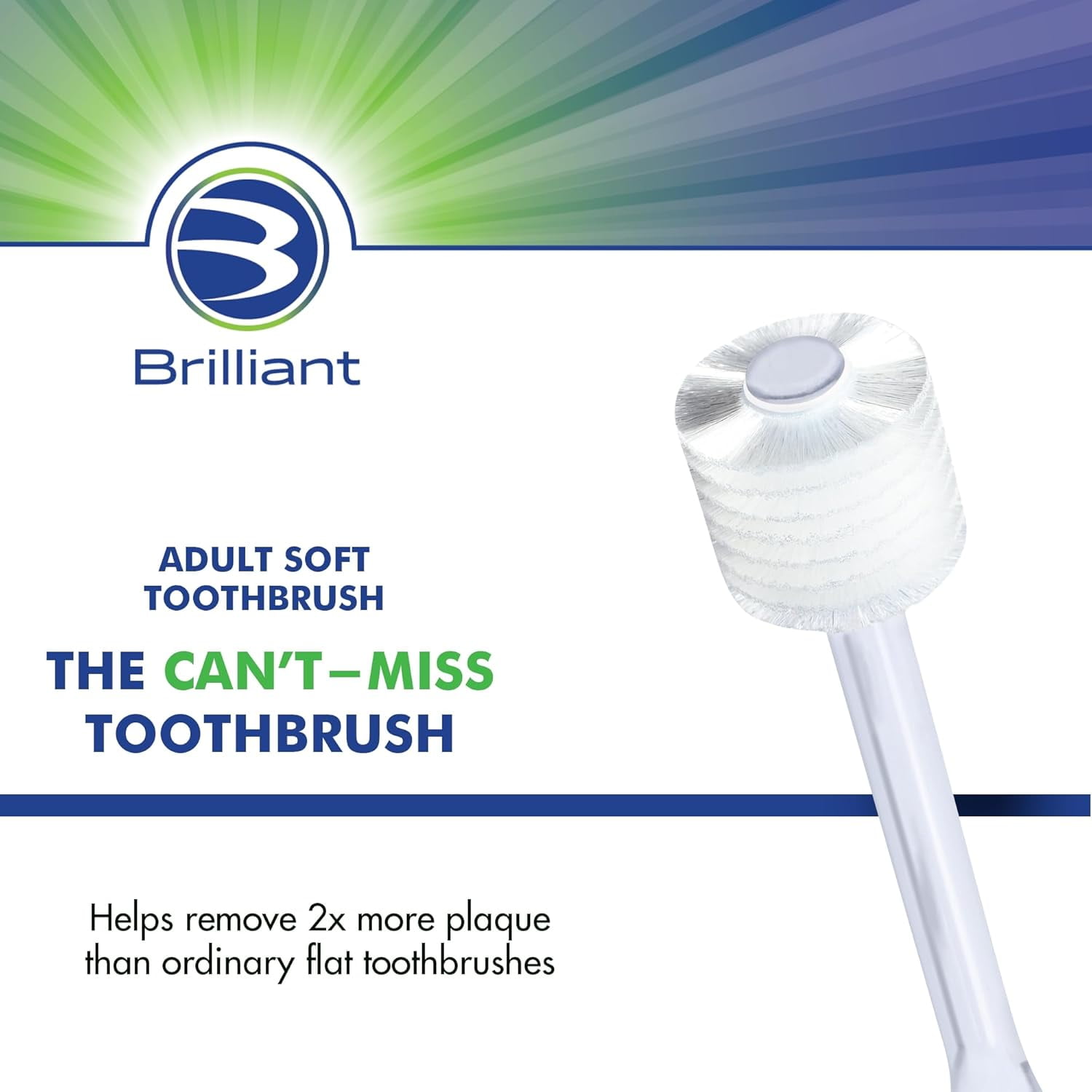Brilliant Soft Adult Toothbrush, 10,000+ Microfiber Bristles for Cleaner Mouth, Clear, 6-Pack