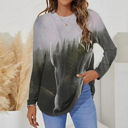 

Juebong Plus Size Women s Dreamcatcher Printed Loose Fit T-Shirt Lightweight Thin Long Sleeve Round Neck Ruched Pullover Blouse Tops