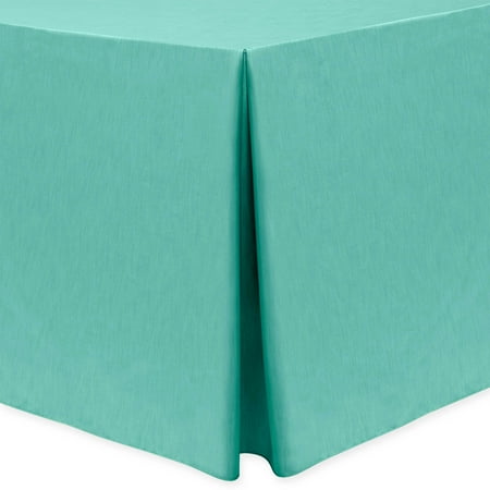 

Ultimate Textile (2 Pack) Shantung - Majestic 4 ft. Fitted Tablecloth - for 24 x 48-Inch Banquet and Folding Rectangular Tables - 42 High Caribbean Blue