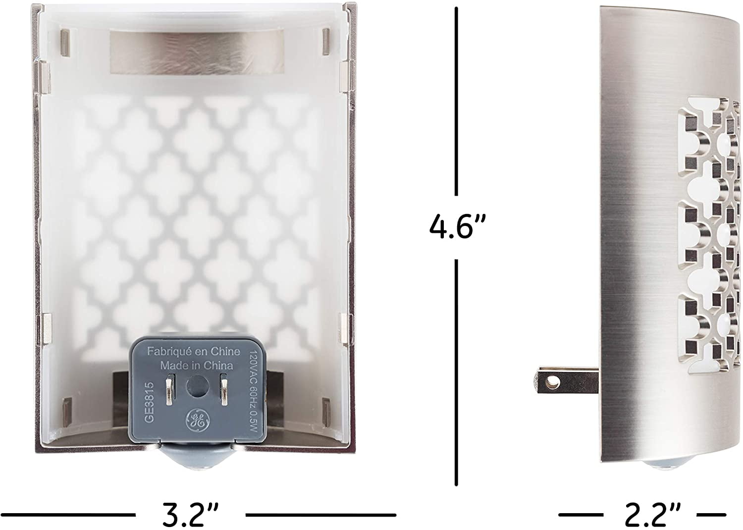 GE CoverLite LED Night Light, Plug in, Dusk to Dawn, Moroccan Design, Brushed Nickel, 29847