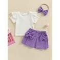 thumbnail image 2 of Bagilaanoe 3Pcs Toddler Baby Girls Summer Clothes Short Sleeve T-Shirts Tops + Pleated Skirt + Headband 3M 6M 9M 12M 18M 24M Infant Casual Skirt Set, 2 of 7
