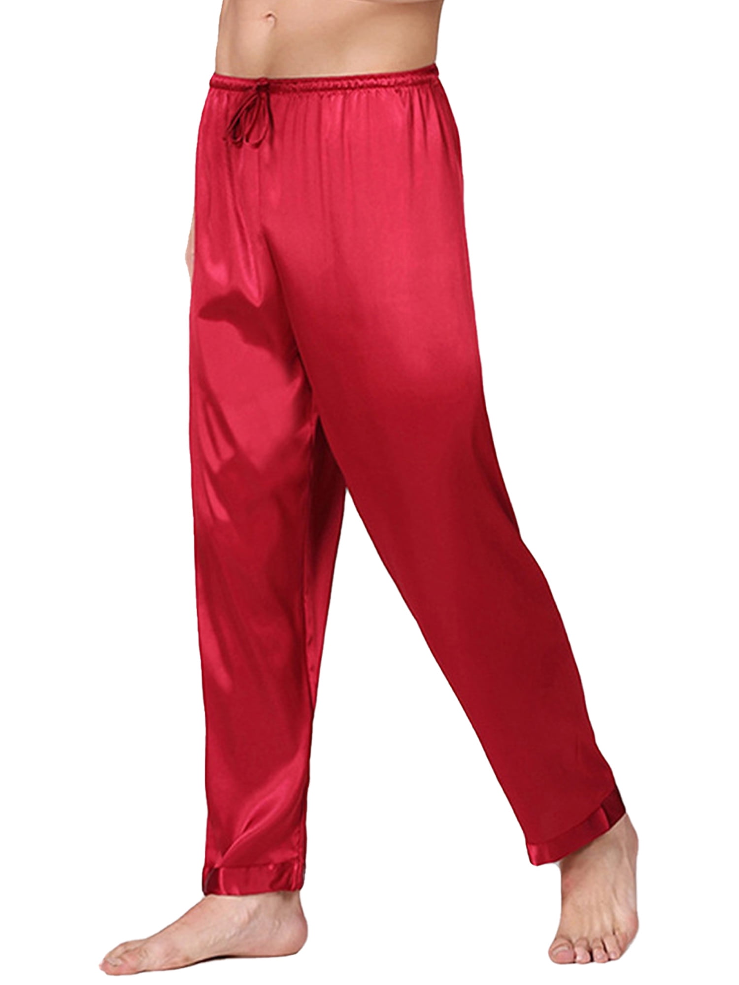 CenturyX Men's Satin Long Pajamas Pants Classic Solid Color Silk Sleep ...