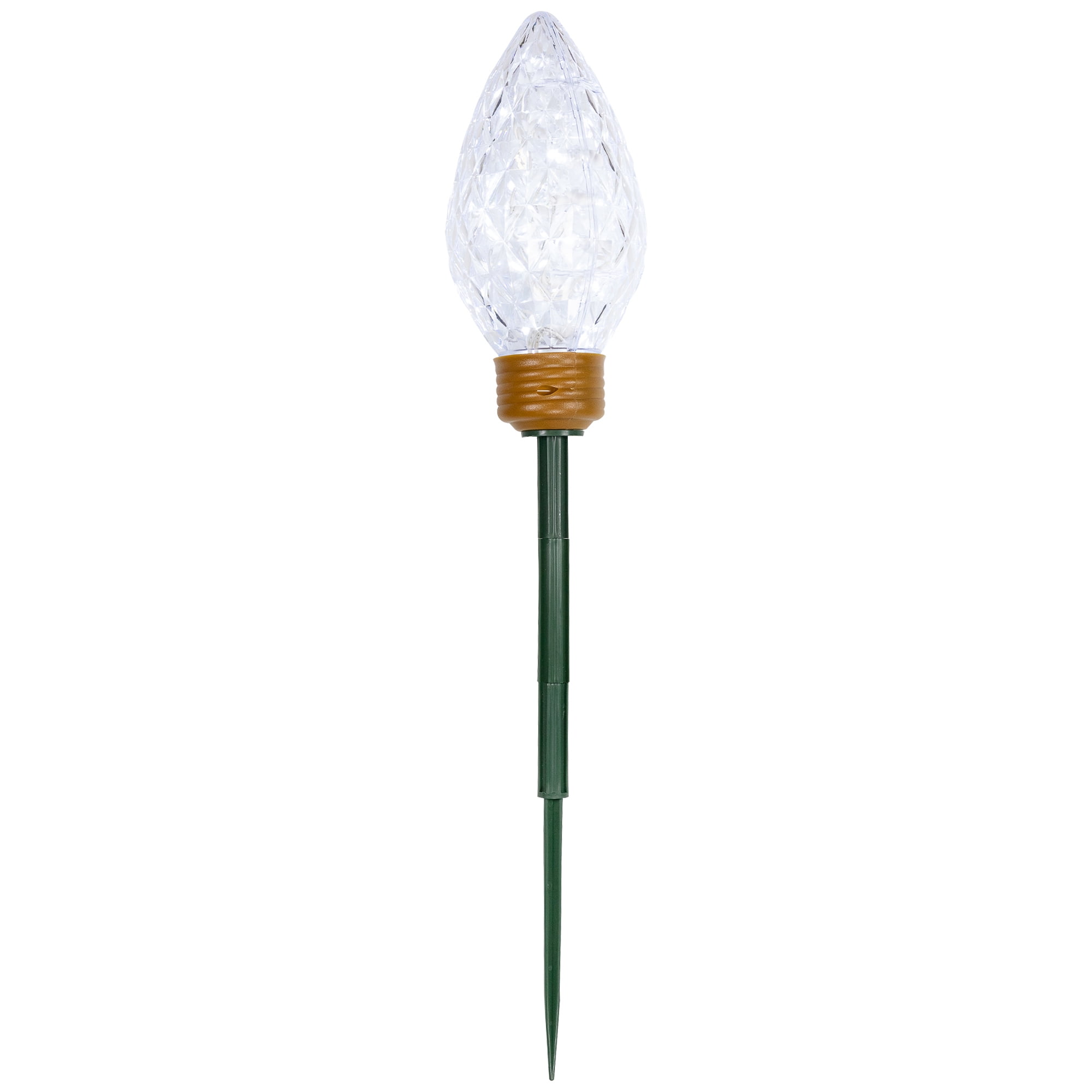 Set of 3 Lighted LED Jumbo C9 Bulb Christmas Pathway Marker Lawn Stakes - Clear Lights