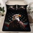 thumbnail image 2 of Castle Fairy Animal Eagle Twin Sheet Sets 3pcs for Kids Teens,Abstract Vintage US Flag Twin Fitted Sheet Microfiber,Retro Stripes Stars Print Breathable Flat Sheet,Breathable Home Decor, 2 of 7