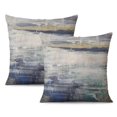 thumbnail image 1 of Stylish 2-Pack Cushion Cover: Grey & Blue Abstract Art Design, Super Soft Linen Material, Zippered, Modern Decorative, Perfect for Sofa & Couch, 20x20 Inches., 1 of 7
