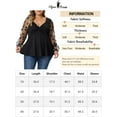 thumbnail image 6 of Unique Bargains Women's Plus Size Panel Heart Sheer Mesh Long Sleeve Shirts Blouses 1X Black, 6 of 6