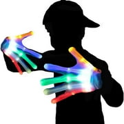 Kids Toys LED Light Up Gloves Sensory Toy Children Cosplay Halloween Costume,6 Modes Finger Novelty Glowing Toys for Party Favors Rave Costume for 3-12 Years Boys Girls Halloween