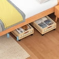thumbnail image 7 of 2-Pack Bamboo Under Bed Storage Containers with Wheels, Under Bed Clothes Storage Basket with Large Dust Bag, Rolling UnderBed Storage for Bedroom, Dorm and Basement, Nature, 7 of 7