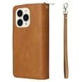 thumbnail image 3 of For Iphone 14 Pro 9 Card Slots Zipper Wallet Bag Leather Phone Case(Brown),iPhone 15, 3 of 6
