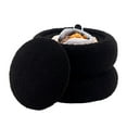 thumbnail image 5 of Tcbosik Teddy Velvet Macaron Ottoman with Storage, Black Plush Round Footrest & Extra Seat, 15" Dia x 11.8"H, Multi-Use Stool for Home, 300 lbs Weight Capacity, 5 of 7