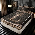 thumbnail image 3 of meiyoeat Brown Ribbon Initial L Zipper Twin Comforter Sets with Fitted Sheet and 2 Pillowcases for Girls, Leopard Print Polka Dots Zipper Bedding Set, Black Reversible, 4 Pieces, 3 of 6