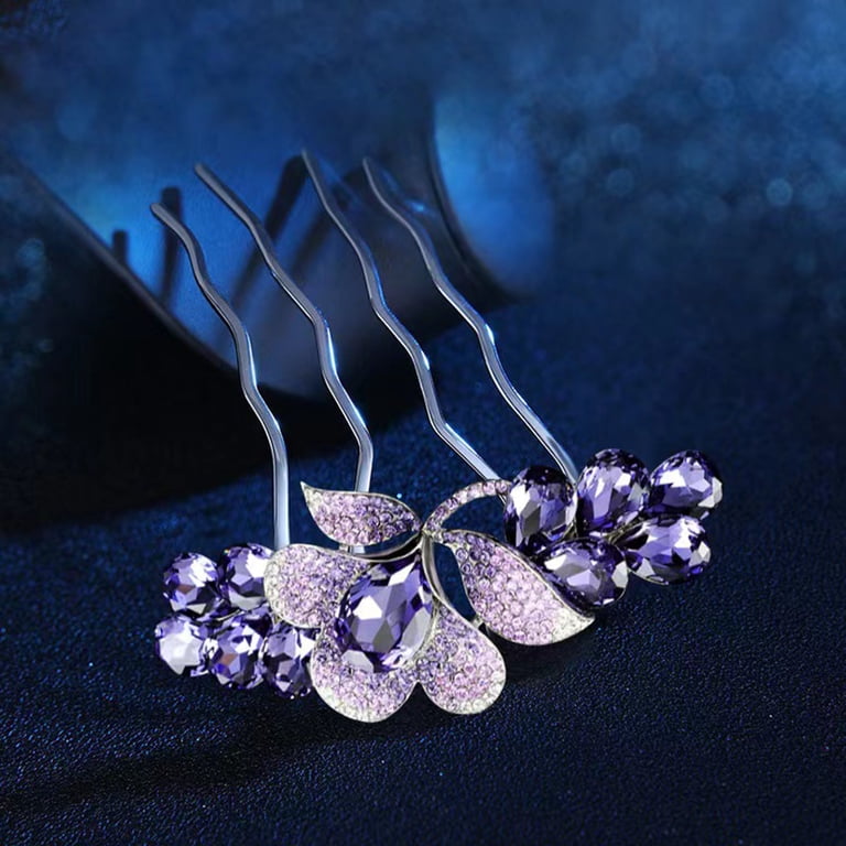 Elegant Blue and purple Hair Combs Amazon.com : Aimimier Bridal Royal Blue Crystal Hair Comb  main image 2