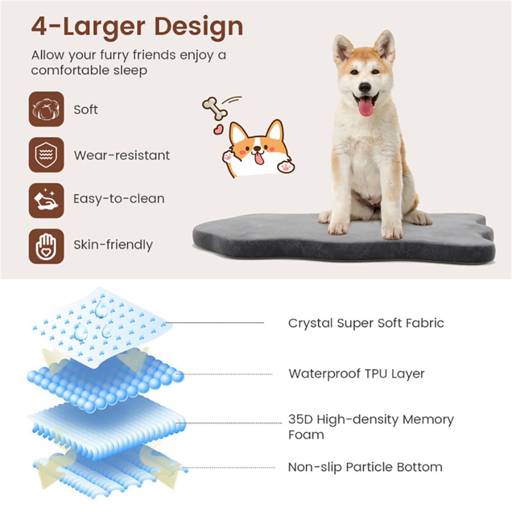 Kadyn 43" Orthopedic Dog Bed with Memory Foam Support for Large Dogs, 3" Thick Memory Foam Pet Bed with Removable Cover, Gray