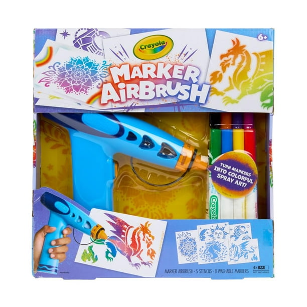 Kit de pintura en aerosol Crayola Marker con aerógrafo con 8 rotuladores lavables