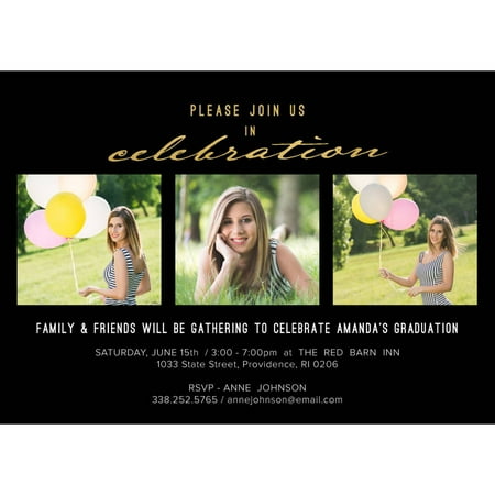 Christmas Photo Birth Announcements - Classic Stripes Graduation Invitation