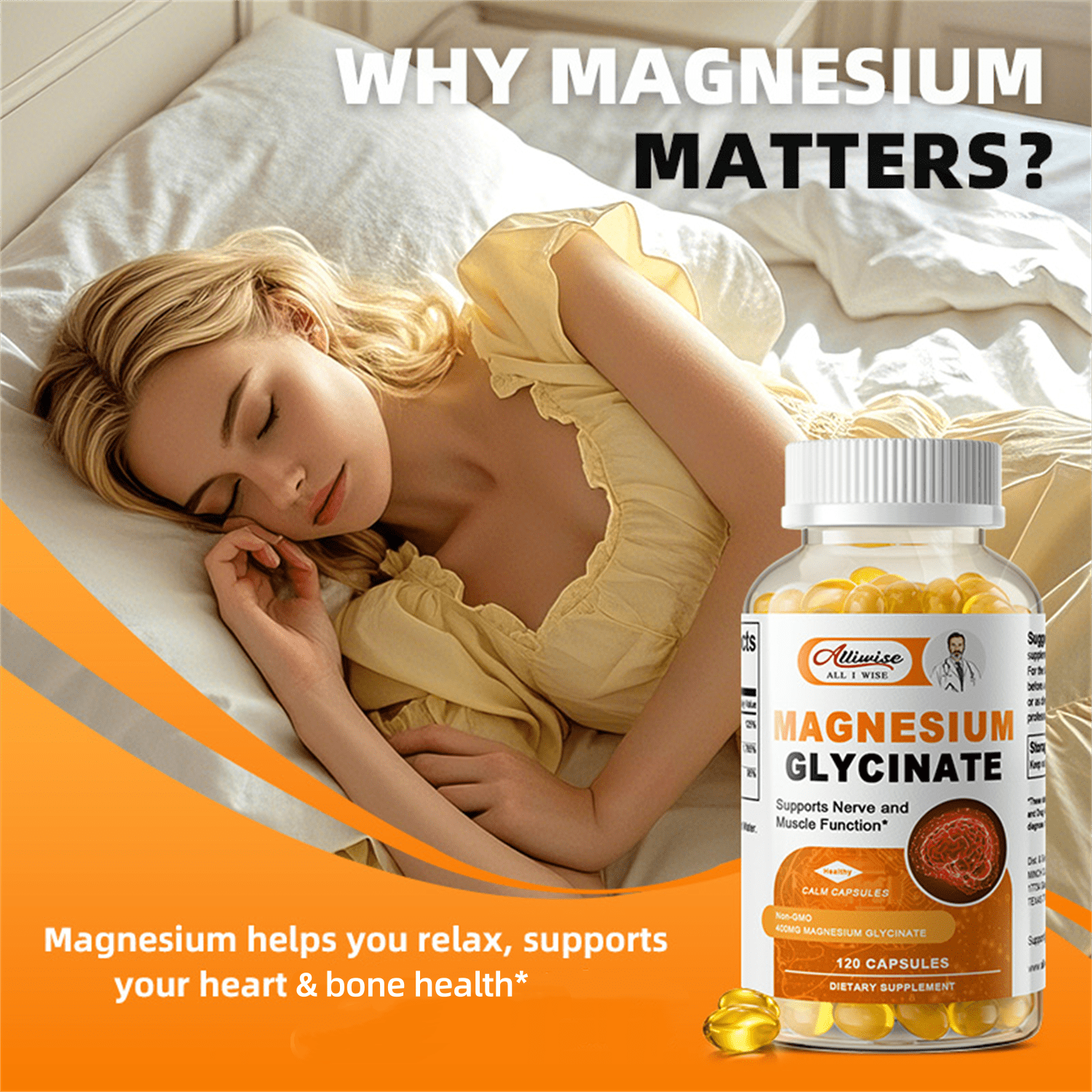 (2 Pack) Alliwise Magnesium Glycinate 400mg, High Absorption  Chelated Magnesium Supplement, Supports Muscle, Heart, and Immune Health, 240 Capsules