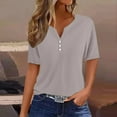 thumbnail image 2 of Idoravan Womens Tops Dressy Casual Women's Casual Solid Color Medium Short Sleeve-Neck Top, 2 of 5