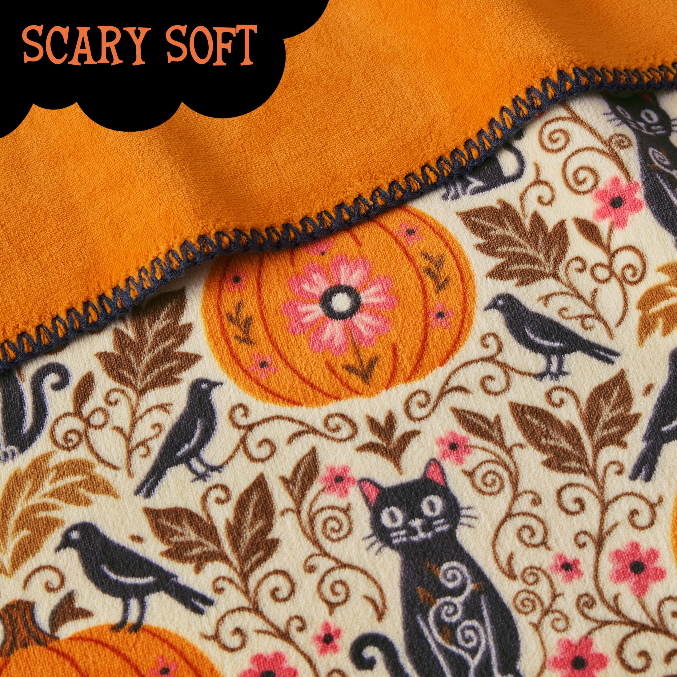 Boo-tique Halloween Oversized Couch Throw Blanket, Pumpkin Patch, Orange, 50 x 72 in