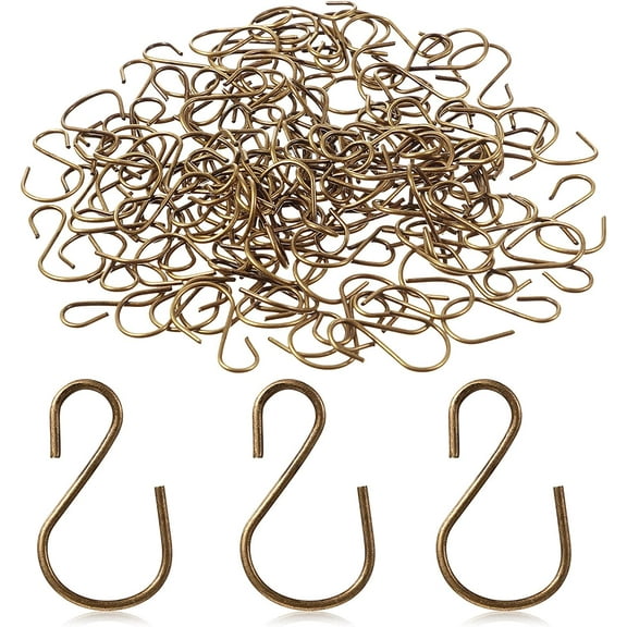 Mini S Hook 1 Inch Metal Hanging Hooks S Shaped Iron Wire Hook Hanger Mini Ornament Storage Hooks for Valentine's Day Decor Hanging Pot Plant Jewelry Keychain (Bronze Color, 120 Pcs)