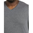 thumbnail image 2 of Harbor Bay by DXL Men's Big and Tall  Men's Big and Tall Slub Knit V-Neck T-Shirt, Panes Grey Heather, 7XL Panes Grey Hthr, 2 of 7