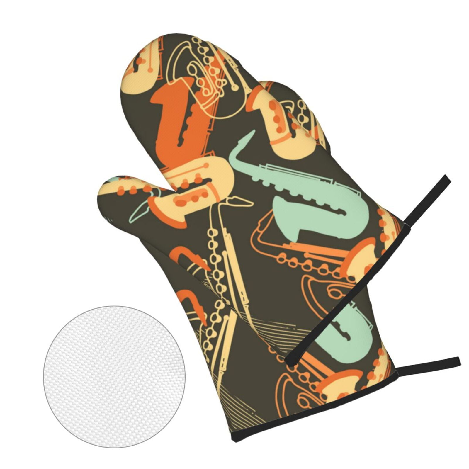 Sax Musical Party Art Retro 4Pcs Oven Mitts and Pot Holders Sets Oven Kitchen Gloves Hot Pads for Cooking BBQ Baking Grilling
