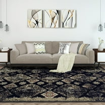 Mayfair Distressed Damask Indoor Area Rug by Blue Nile Nills - 8' x 10', Black
