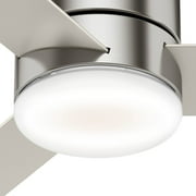 Hunter 44 inch Indoor Ceiling Fan with Light and Remote Control - For Bedroom or Living Room, Low Profile Mount, Modern Ceiling Fan with LED Light, Quiet, 3 Blades - Minimus 59454, Brushed Nickel