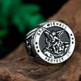 thumbnail image 3 of Vintage Catholic Angel Michael Ring For Men Women Punk 14K Yellow Gold Knight Saint Michael Protect Rings Amulet Jewelry Gifts, 3 of 10