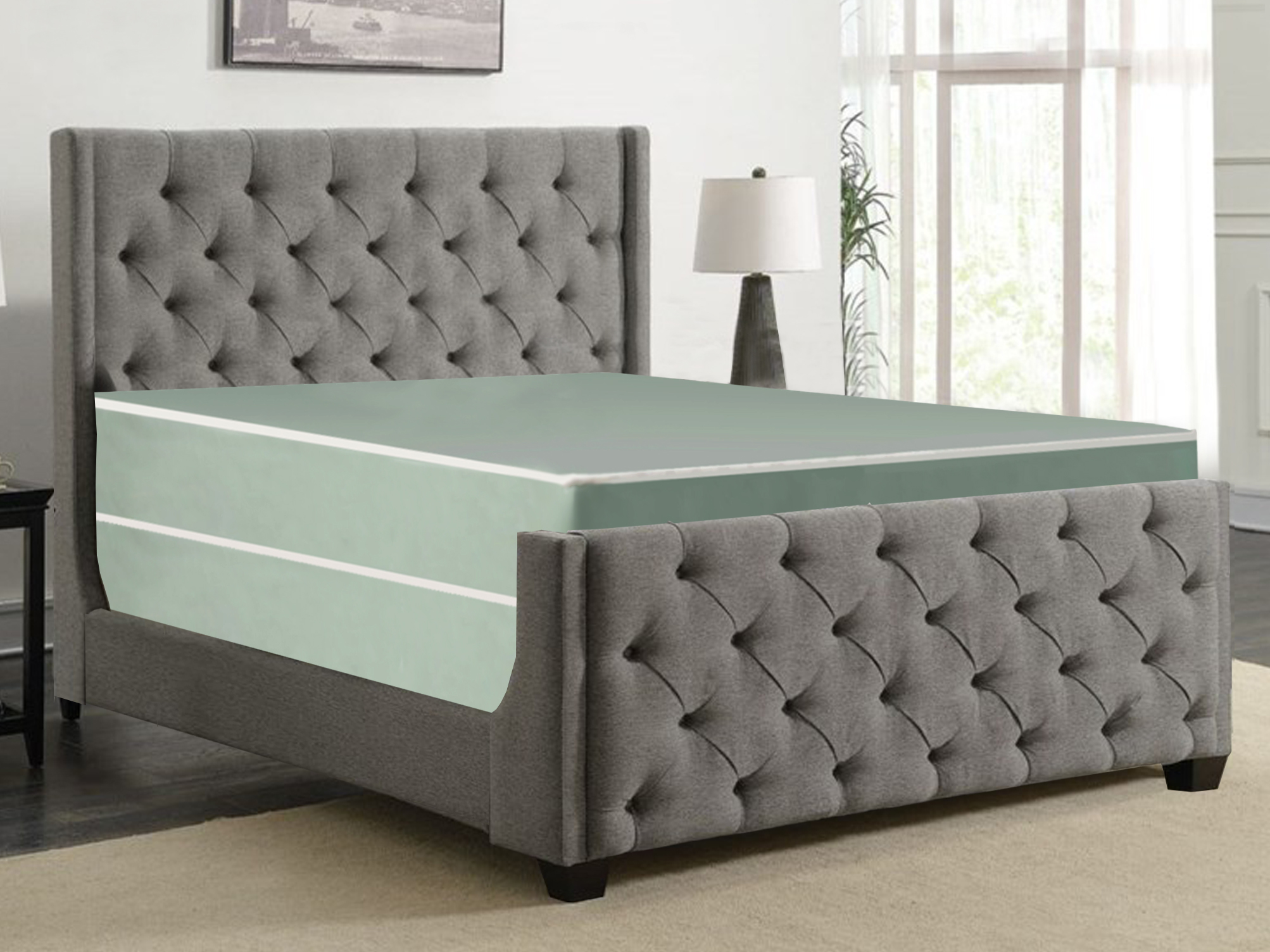 Twin Continental Mattress Gentle Firm Tight top Innerspring Fully Assembled Mattress And 4 Low Profile Split Wood Box Spring//Foundation Set Beige