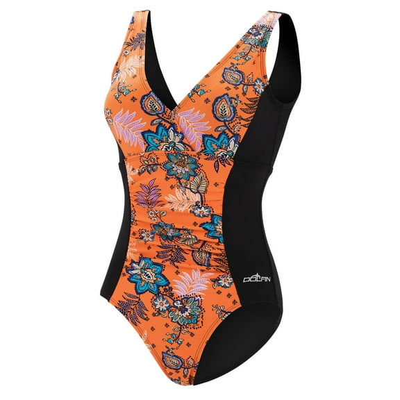 Aquashape Women's Moderate V-Neck Panel One Piece Swimsuit
